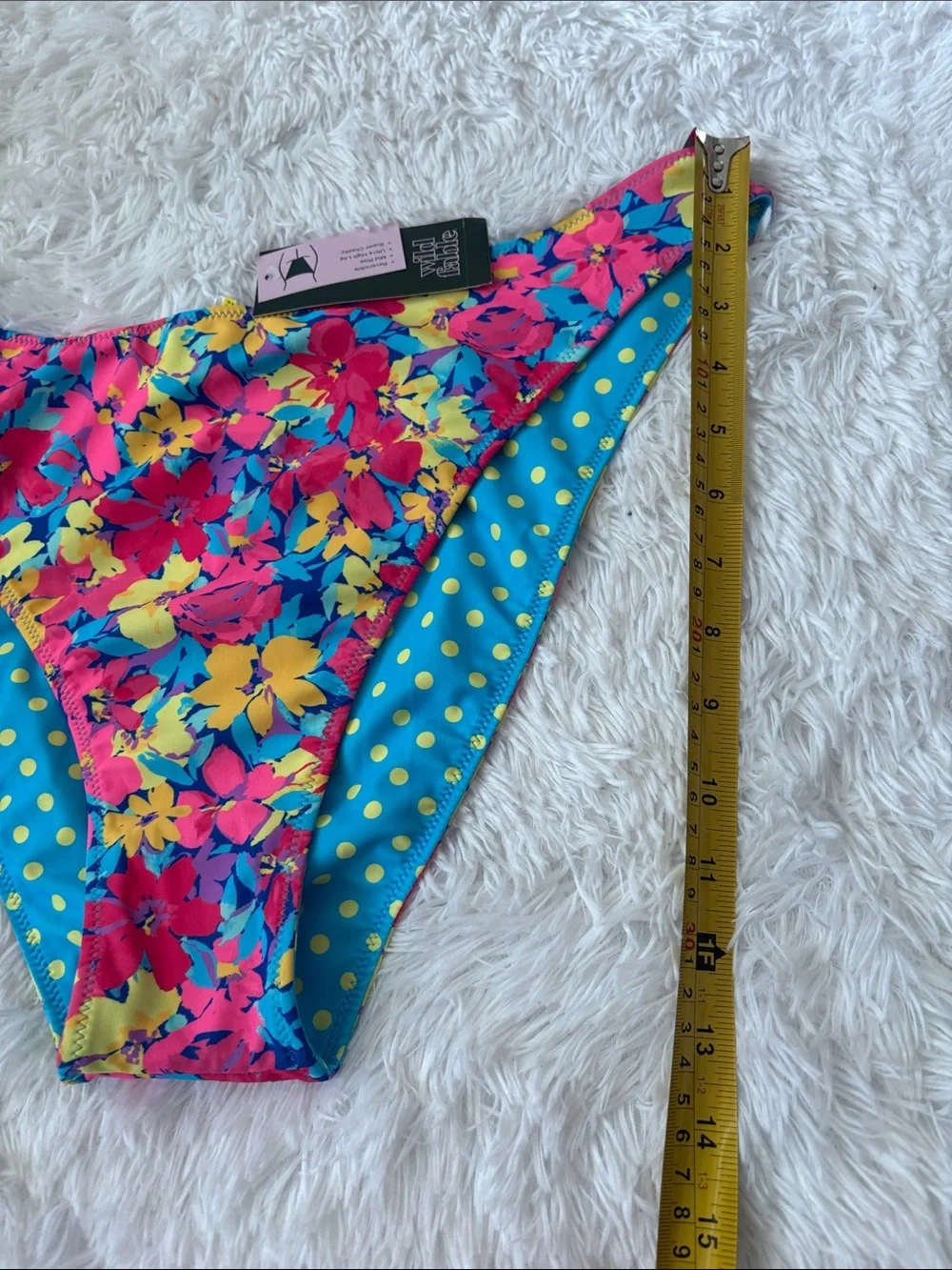 NWT Wild Fable Floral Polka Dot Reversible Ultra High Leg Swim Bottoms Size XL